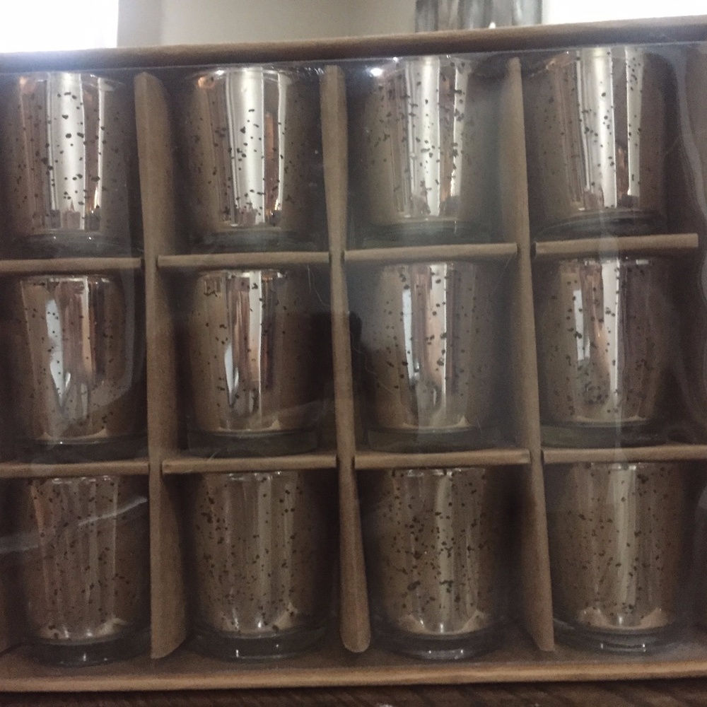 silver mercury votive holders  52 total wedding